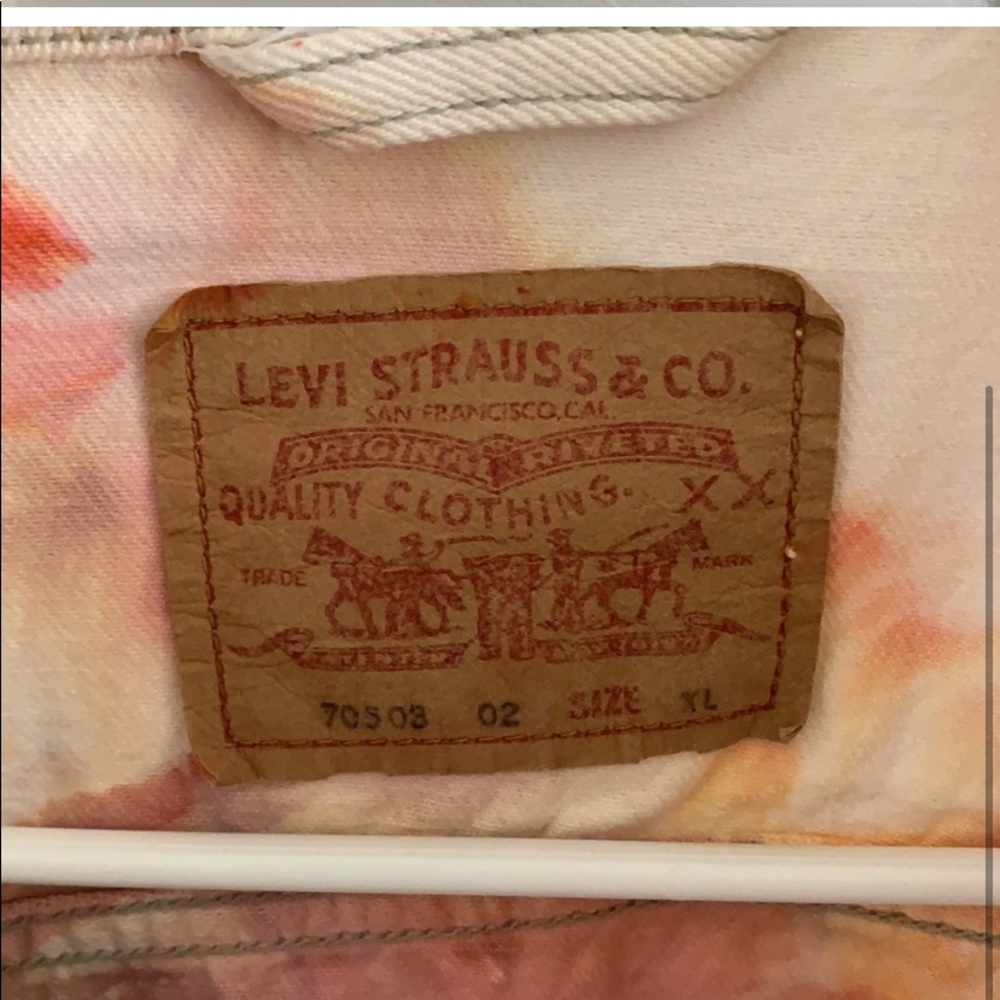 LEVIS Marble Dyed White Denim Jacket Size XL - Picture 3 of 4